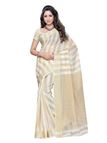 Off White Saree With Golden Border