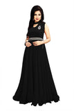 Black Color Sleeveless Fancy Long Gown