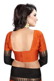 Orange And Black Saree - Cotton Silk Saree