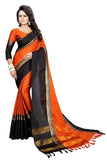 Orange And Black Saree - Cotton Silk Saree