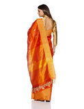 Orange Saree With Golden Border