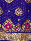 Pink and Royal Blue Saree