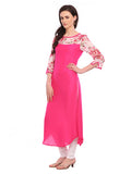 Trendy Rayon Stylish Pink Kurta For Women