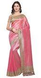 Pink Saree With Gold Border