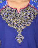 Trendy Printed Cotton Blue Kurti For Women