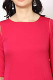 Exclusive Fancy Plain Cotton Pink Kurti A-Line Designer Kurti