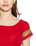 Red and Orange Saree - Art Silk & Georgette Saree With Blouse Piece