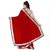 Red and Silver Saree