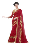 Bridal Chiffon Sarees Red Color Embroidered Chiffon Saree 