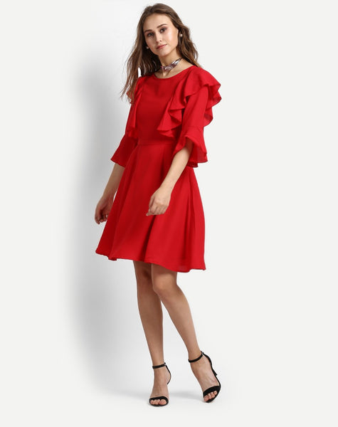 red-dress-ruffles-skater-dress-kimono-style-midi-dress-party-dreses-for-women-
