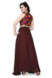 Designer Evening Gowns Brown Color Floral Print Gowns For Girl