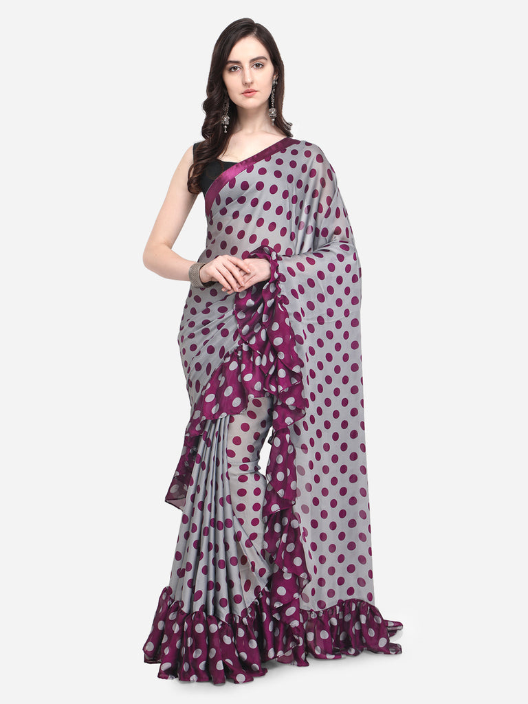 Burgundy Ruffle Ruffle Saree and Burgundy Ruffle Ruffle Sari Online Shopping