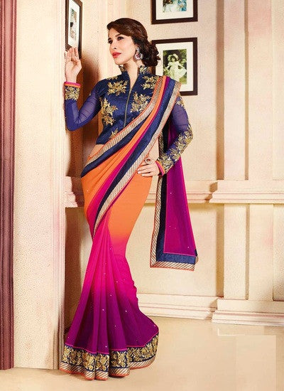 Stylish Bollywood Partywear Multicolour Saree For Women