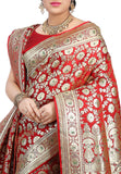 Pure-Banarasi-Silk-Red-Color-Saree-With-Golden-Kashidakaari