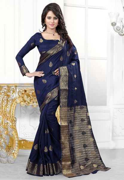 Woven-Art-Silk-Banarsi-Silk-Blue-Color-Saree