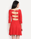 scarlet-red-dress-round-neck-full-sleeves-skater-dress-party-wear-midi-dress
