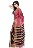 Handloom Cotton Silk Saree in Old Rose & Black Color With Multicolored Broad Border Silk Saree