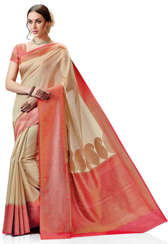 Soch Beige Silk Saree Set – House of Aynaa Private Limited