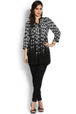 Designer Cotton Black White Kurti For Women Shirt Style Kurtis Online