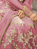 Sonal Chauhan Purple Pink Net Anarkali Suit Thread Work Anarkali Dress with Dupatta