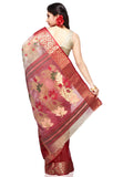 Pure-Cotton-Silk-Saree-Beige-and-Red-Colored-Kota-Silk-Saree