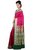 Pure-Banarasi-Silk-Fuchsia-Color-Silk-Saree-With-Kalamkari-Border