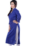 Stylish Floral Cotton Blue Kurti For Women