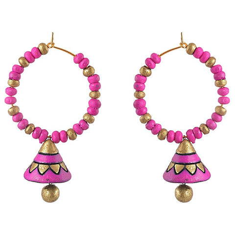 Terracotta Earrings Hot Pink Bali Jhumkas Terracotta Jewellery Online Shopping