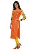 Cotton Orange Kurti For Women Designer Printed Kurtis & Kurtas Online