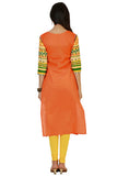 Cotton Orange Kurti For Women Designer Printed Kurtis & Kurtas Online