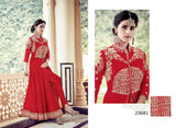 Partywear Red Colored 23681 Designer Georgette Anarkali Style Front Open Embroidered Salwar Suit