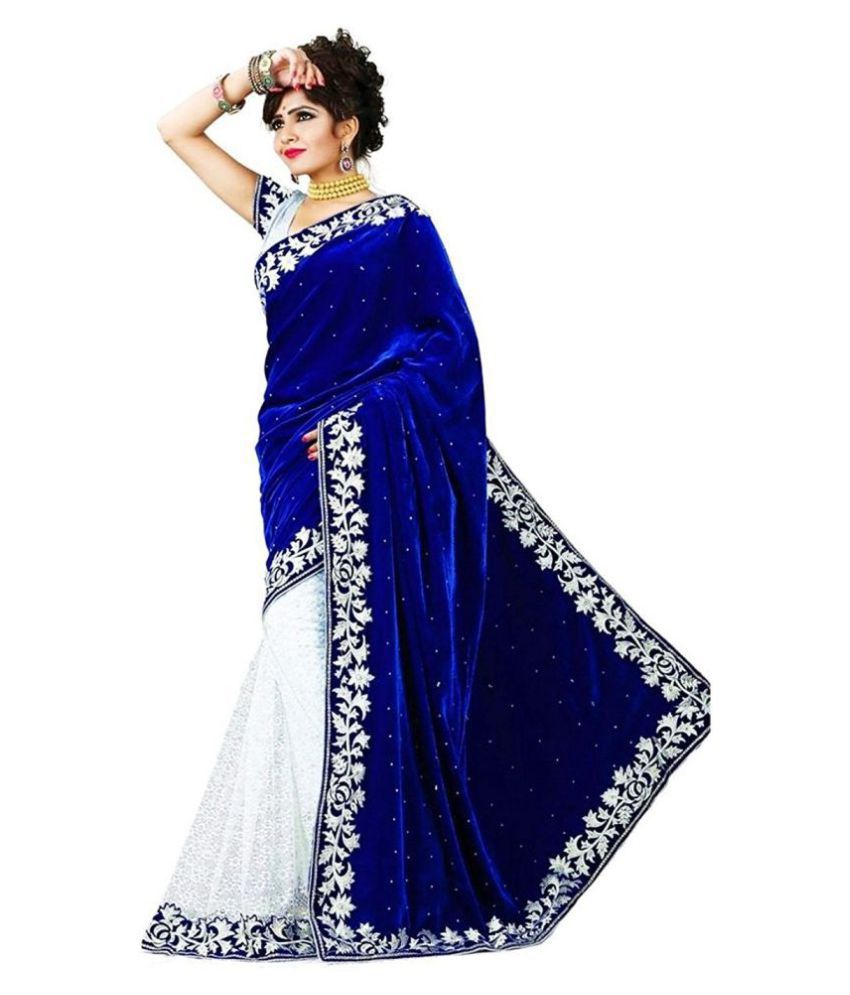 White and Blue Saree | Saree Blouse | Blue and White Saree – Lady ...