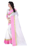 White Saree With Pink Border