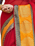 Yellow Red Banarasi Saree