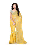 Yellow Saree for Wedding - Chiffon Saree with Blouse Piece