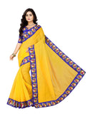 Yellow Saree With Blue Blouse