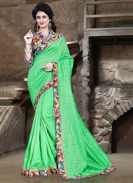 Urban-Naari-21705-Light-Green-Colored-Bhagalpuri-Silk-Printed-Saree